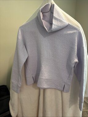 CALIA Women’s Lavender Mock Neck Cropped Textured Sweatshirt
